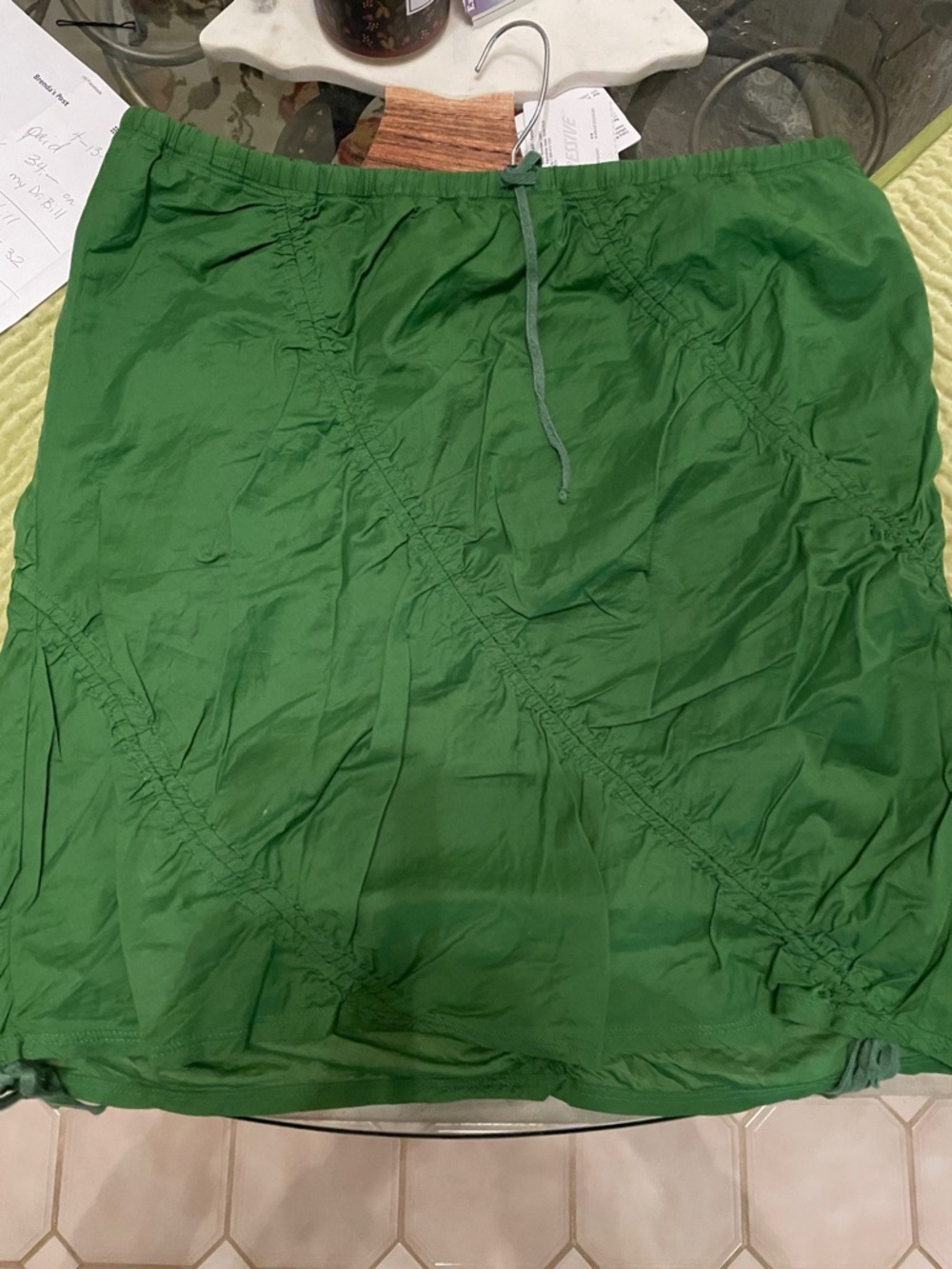 Athleta Emerald Green Asymmetrical Drawstring Skirt